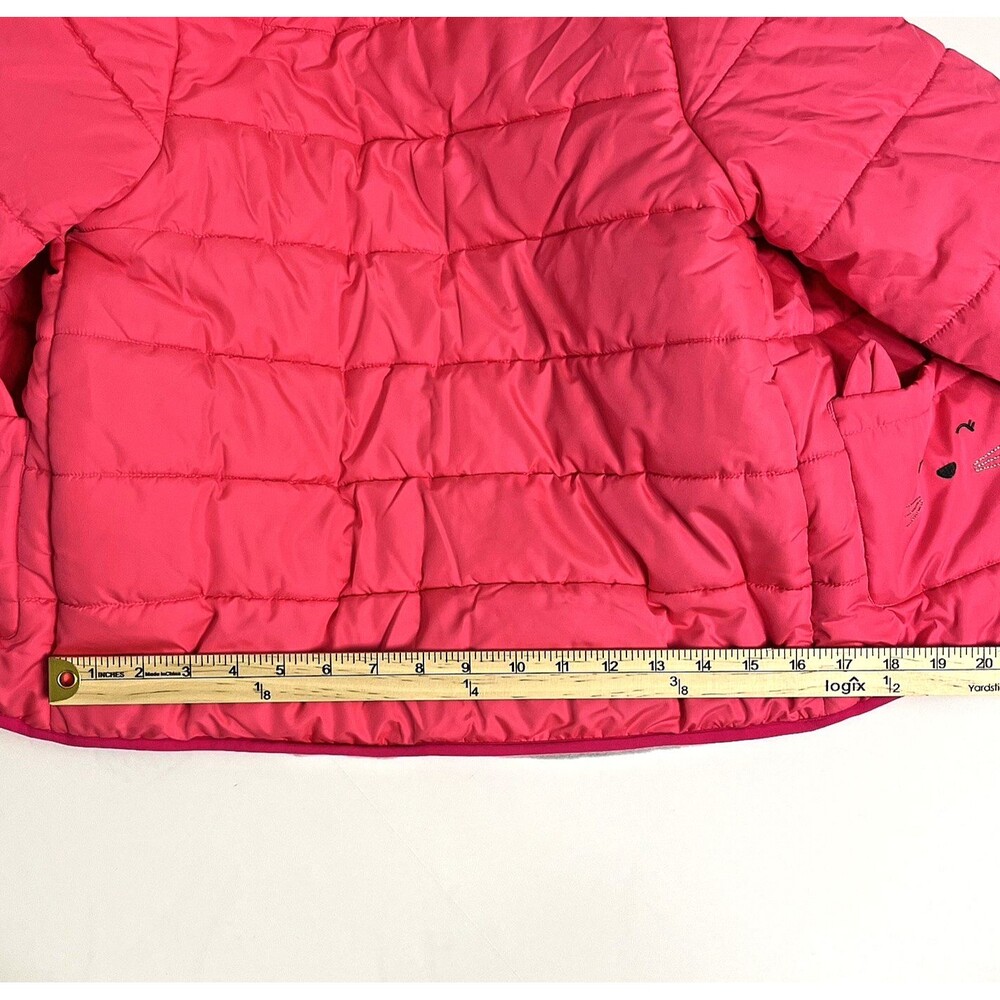 Carter’s Pink Quilted Kitty Cat Puffer Jacket Fleece Lined Winter Coat Sz7 L - Picture 7 of 16